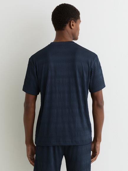 Reiss Cox Regular Fit Short Sleeve Textured T-Shirt, Airforce Blue - view 2, Airforce Blue