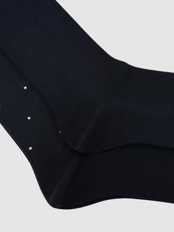 Reiss Cotton Rich Dot & Plain Socks, Pack of 2, Navy - view 2, Navy