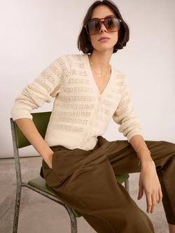 Baukjen Danae Open Knit Cardigan, Cream, Cream