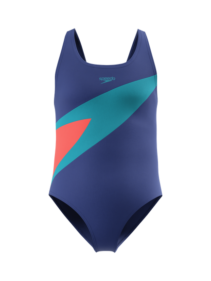Speedo Kids' Hyperboom Butterfly Back Swimsuit, Nightwatch/Hyperteal, Nightwatch/Hyperteal