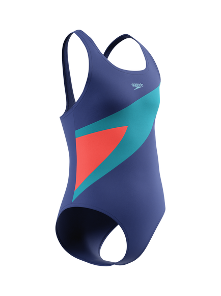 Speedo Kids' Hyperboom Butterfly Back Swimsuit, Nightwatch/Hyperteal - view 2, Nightwatch/Hyperteal