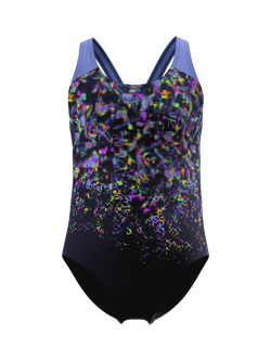 Speedo Kids' Print Splashback Swimsuit, Anthracite/Lavender, Anthracite/Lavender