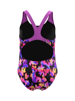 Speedo Kids' Print Splashback Swimsuit, Anthracite/Neon Jelly - view 2, Anthracite/Neon Jelly
