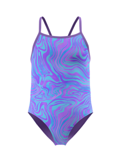 Speedo Kids' Print Thinstrap Swimsuit, Pace Purple, Pace Purple