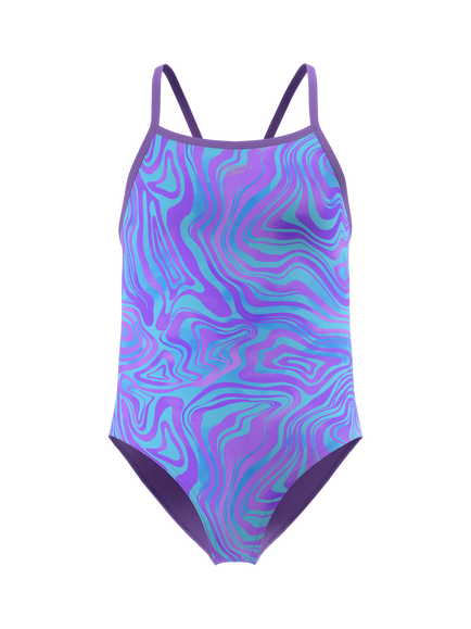 Speedo Kids' Print Thinstrap Swimsuit, Pace Purple, Pace Purple