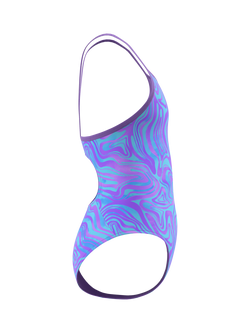 Speedo Kids' Print Thinstrap Swimsuit, Pace Purple - view 2, Pace Purple