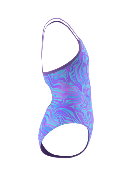 Speedo Kids' Print Thinstrap Swimsuit, Pace Purple - view 2, Pace Purple