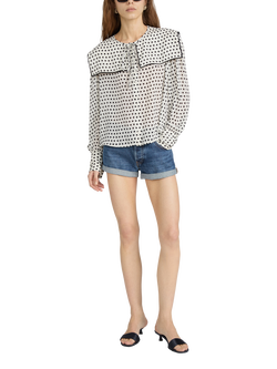 FRAME The Polka Dot Fleet Silk Blouse, Cream/Black, Cream/Black