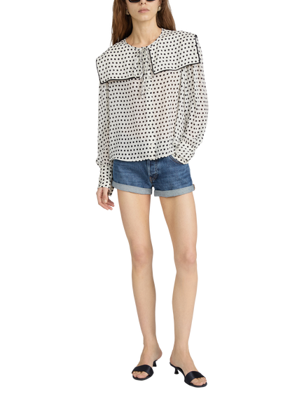 FRAME The Polka Dot Fleet Silk Blouse, Cream/Black, Cream/Black
