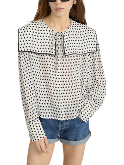 FRAME The Polka Dot Fleet Silk Blouse, Cream/Black - view 2, Cream/Black
