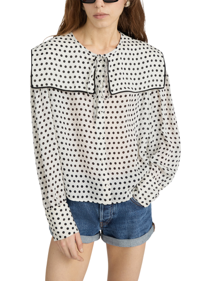 FRAME The Polka Dot Fleet Silk Blouse, Cream/Black - view 2, Cream/Black