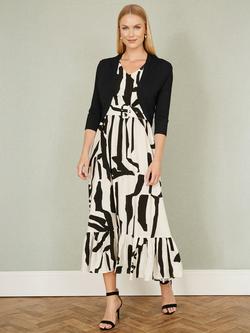 Yumi Open Neck Knitted Bolero, Black - view 2, Black