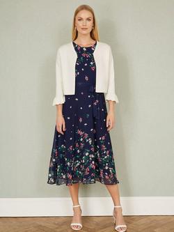 Yumi Open Neck Bell Sleeve Cropped Cardigan, Ivory - view 2, Ivory