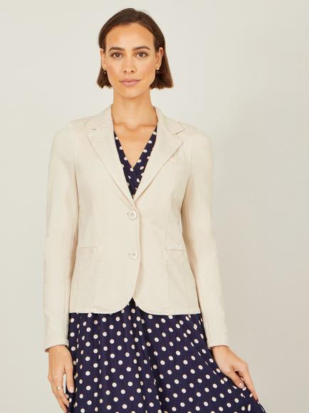 Yumi Single Breasted Blazer, Beige, Beige