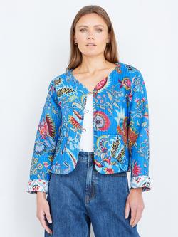 Yumi Boho Floral Reversible Quilted Jacket, Blue, Blue