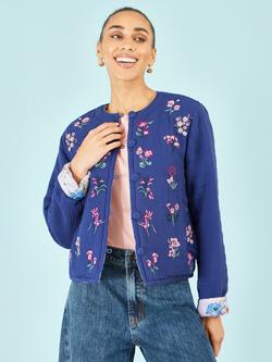 Yumi Embroidered Floral Reversible Jacket, Blue
