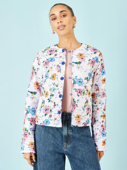 Yumi Embroidered Floral Reversible Jacket - view 2, Blue