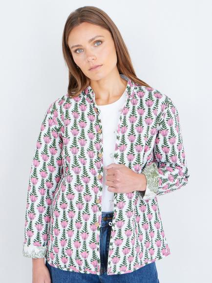 Yumi Reversible Cotton Quilted Jacket, Green, Green