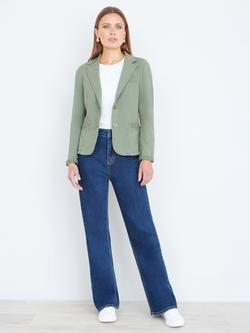 Yumi Stretch Cotton Blazer, Khaki - view 2, Khaki