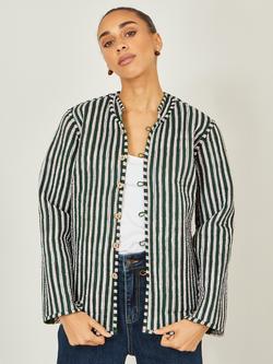 Yumi Fox Reversible Cotton Quilted Jacket, Green - view 2, Green