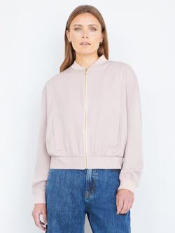 Yumi Relaxed Lightweight Bomber Jacket, Stone