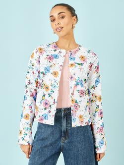 Yumi Floral Embroidery Reversible Cotton Jacket, White - view 2, White