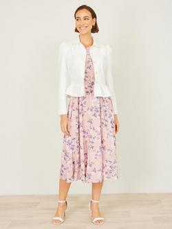 Yumi Peplum Fitted Jacket, White - view 2, White