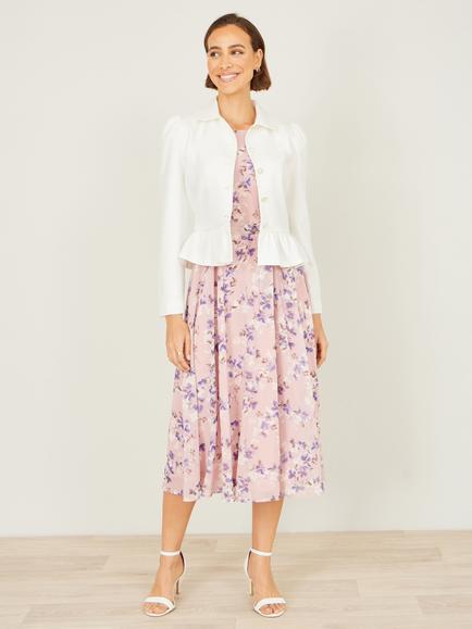 Yumi Peplum Fitted Jacket, White - view 2, White