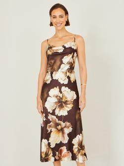 Yumi Oversized Floral Slip Dress, Brown, Brown