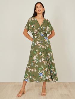 Yumi Floral Print Midi Dress, Sage Green - view 2, Sage Green