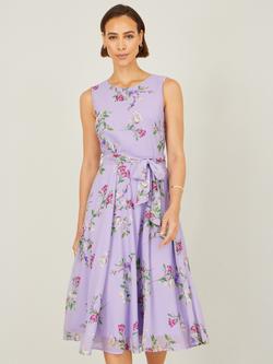 Yumi Floral Print Midi Skater Dress, Lilac, Lilac