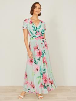 Yumi Floral Mesh Maxi Dress, Mint Green, Mint Green