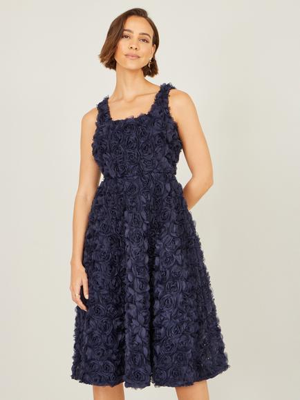 Yumi Applique Floral Dress, Navy