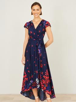 Yumi Mirror Floral Wrap Dress, Navy, Navy