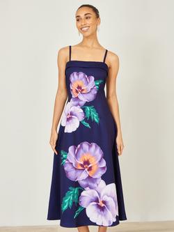 Yumi Pansy Strappy Midi Dress, Navy, Navy