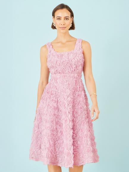 Yumi Applique Floral Dress, Pink