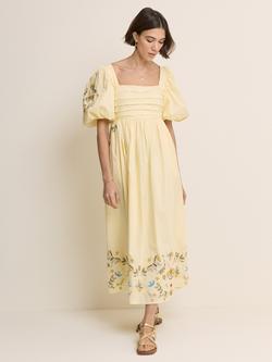 Nobody's Child Elizabeth Scarlett Nova Embroidered Midi Dress, Yellow - view 2, Yellow