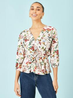 Yumi Botanical Wrap Top, Ivory, Ivory