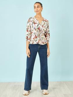 Yumi Botanical Wrap Top, Ivory - view 2, Ivory