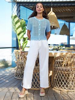 Yumi Wide Leg Trousers, White, White