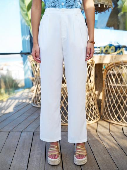 Yumi Wide Leg Trousers, White - view 2, White