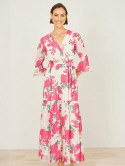 Yumi Blossom Floral Wrap Maxi Dress, Pink, Pink