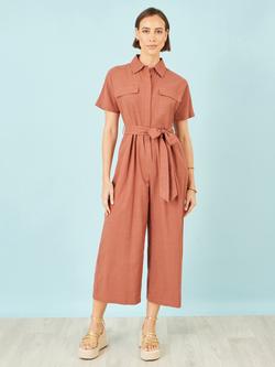 Yumi Utility Wide Leg Jumpsuit, Brown - view 2, Brown