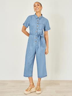 Yumi Button Down Denim Jumpsuit, Light Blue, Light Blue