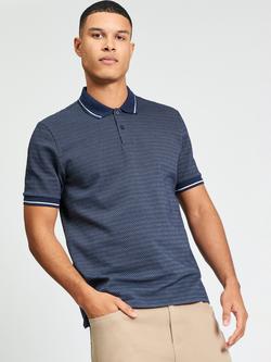 Ben Sherman Cotton Jaquard Polo Top, Dark Navy, Dark Navy