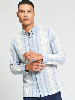 Ben Sherman Chambray Stripe Long Sleeve Shirt, Indigo/White, Indigo/White