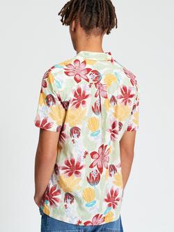 Ben Sherman Cactus Print Short Sleeve Cotton Shirt, Ivory - view 2, Ivory