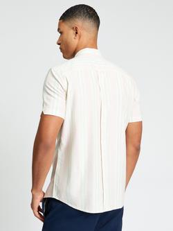 Ben Sherman Cotton Block Oxford Stripe Short Sleeve Shirt, Blush Pink/Multi - view 2, Blush Pink/Multi