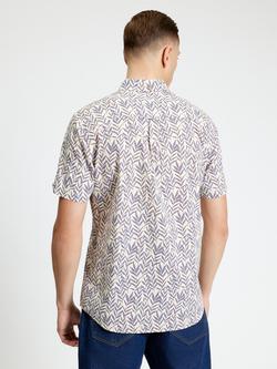 Ben Sherman Cotton Leaf Print Short Sleeve Shirt, Oyster White - view 2, Oyster White