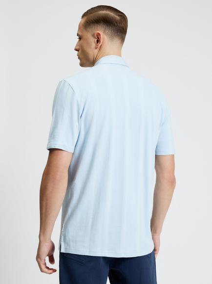Ben Sherman Vertical Textured Pique Short Sleeve Shirt, Powder Blue - view 2, Powder Blue